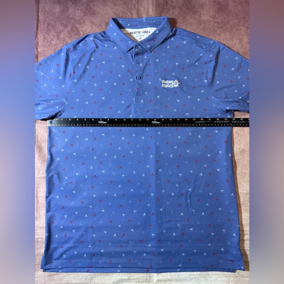 Matte Gray Polo Shirt Mens Sz XL Geometric Lightweight Stretch Golf Casual Logo - Picture 8 of 14